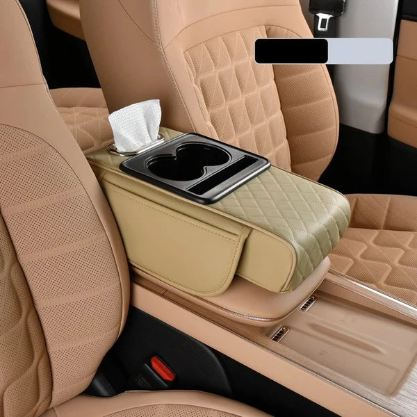 Apoio de Braço em Couro Automotivo com Armazenamento Multiuso