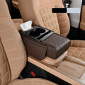 Apoio de Braço em Couro Automotivo com Armazenamento Multiuso