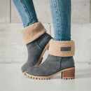 Bota Feminina de Inverno Forrada com Salto Grosso