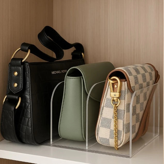 Caixa Organizadora de Bolsas com Divisórias em Acrílico