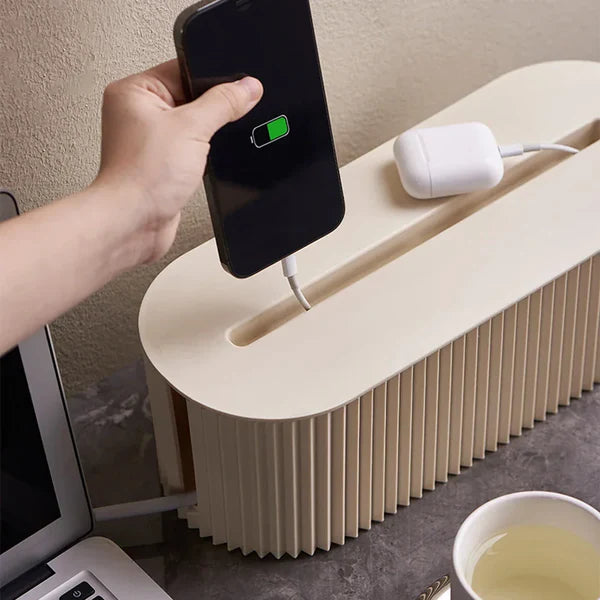 Caixa Organizadora de Cabos e Fios com Tampa Antipoeira