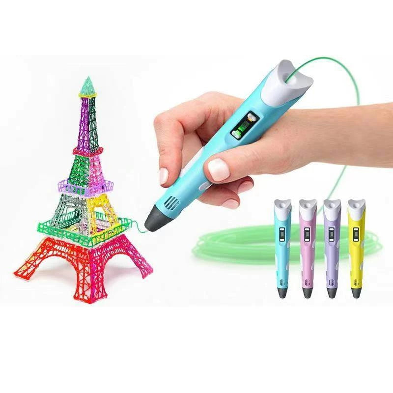 Caneta 3D Impressora Manual com Filamentos para Crianças e Adultos
