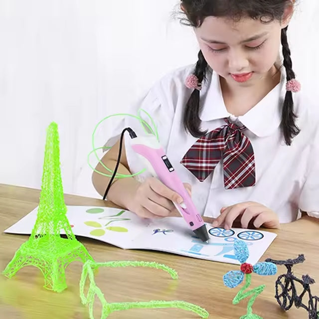 Caneta 3D Impressora Manual com Filamentos para Crianças e Adultos