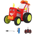 Carrinho Trator Maluquinho com Luz e Som Azul Gira 360° com Controle Remoto