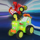 Carrinho Trator Maluquinho com Luz e Som Azul Gira 360° com Controle Remoto