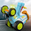 Carrinho Trator Maluquinho com Luz e Som Azul Gira 360° com Controle Remoto