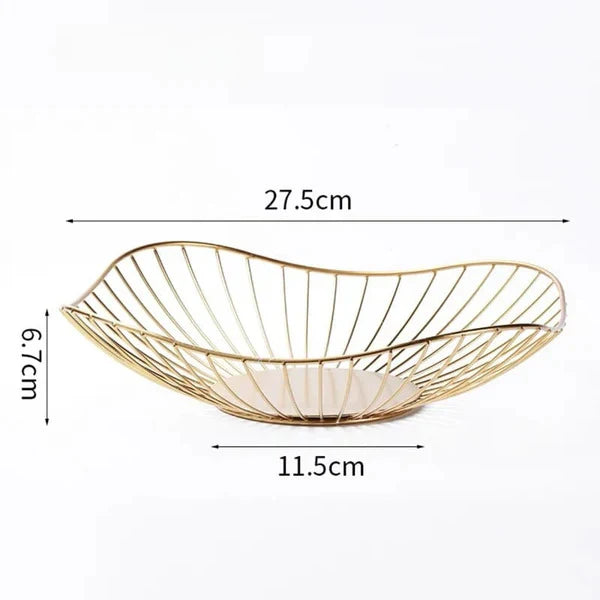 Cesta de Mesa Decorativa para Frutas e Vegetais de Metal