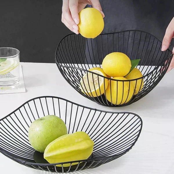 Cesta de Mesa Decorativa para Frutas e Vegetais de Metal