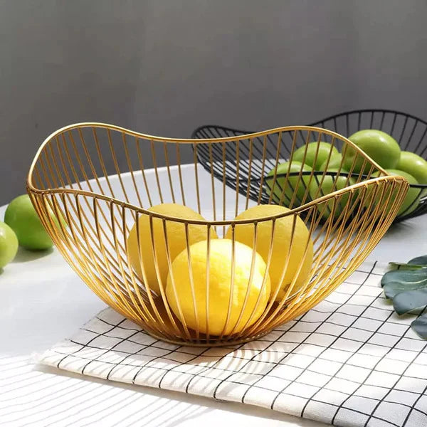Cesta de Mesa Decorativa para Frutas e Vegetais de Metal