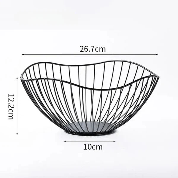 Cesta de Mesa Decorativa para Frutas e Vegetais de Metal