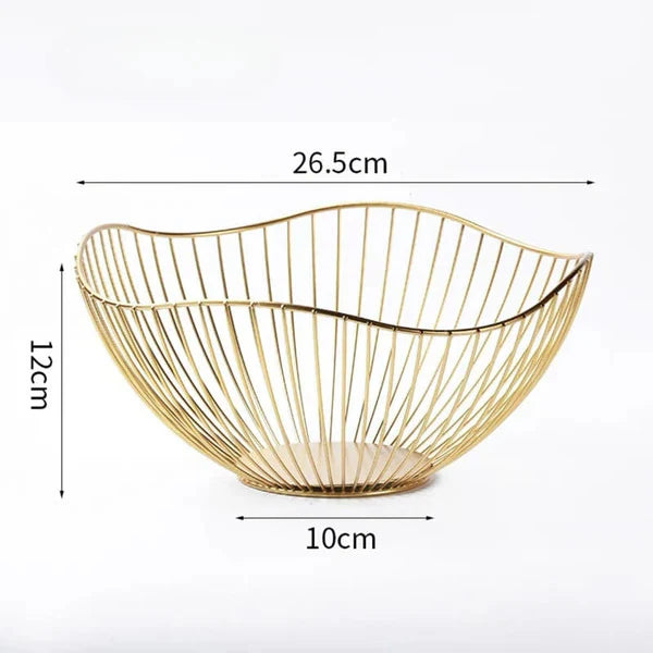 Cesta de Mesa Decorativa para Frutas e Vegetais de Metal