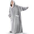 Cobertor Vestível Oversized com Capuz e Mangas Flanelado