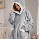 Cobertor Vestível Oversized com Capuz e Mangas Flanelado