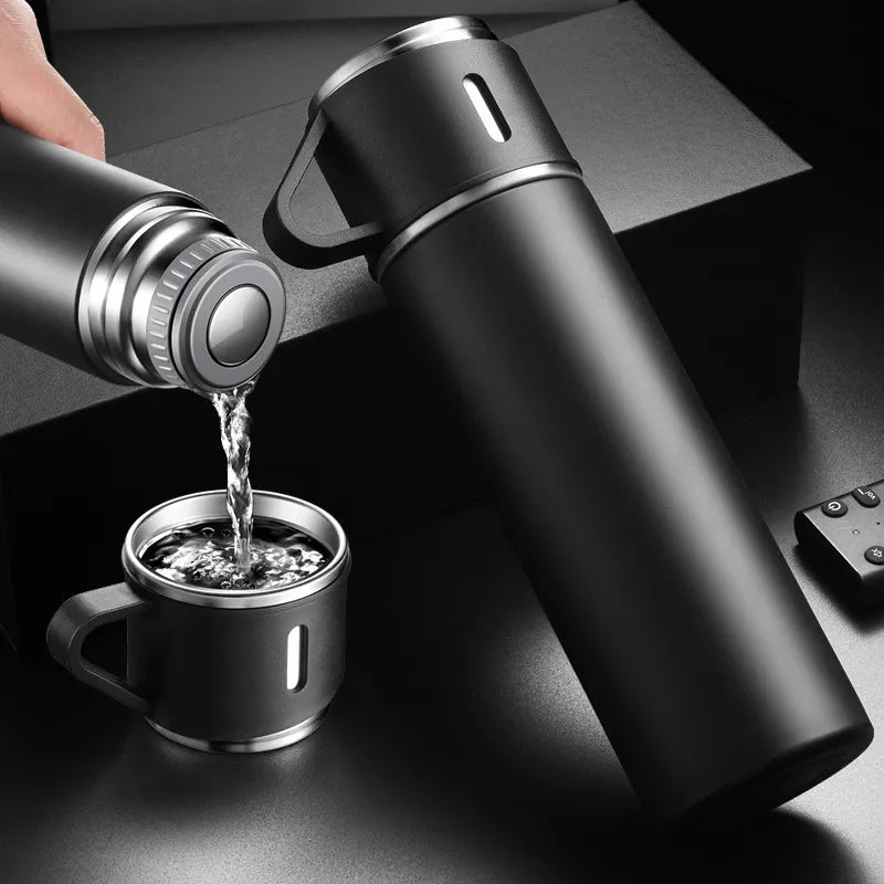 Conjunto Garrafa Térmica Inox com 3 Canecas