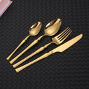Conjunto de Talheres Dourado 24 Peças de Aço Inoxidável