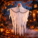 Enfeite Halloween Caveira Fantasma com Olhos LED e Som