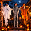 Enfeite Halloween Caveira Fantasma com Olhos LED e Som