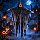 Enfeite Halloween Caveira Fantasma com Olhos LED e Som