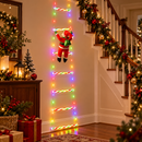 Enfeite de Natal Papai Noel na Escada com Luzes LED