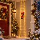 Enfeite de Natal Papai Noel na Escada com Luzes LED