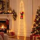 Enfeite de Natal Papai Noel na Escada com Luzes LED