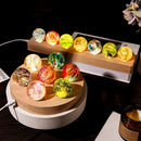 Esfera Luminária dos Chakras Led com Suporte de Madeira