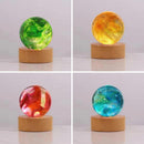 Esfera Luminária dos Chakras Led com Suporte de Madeira