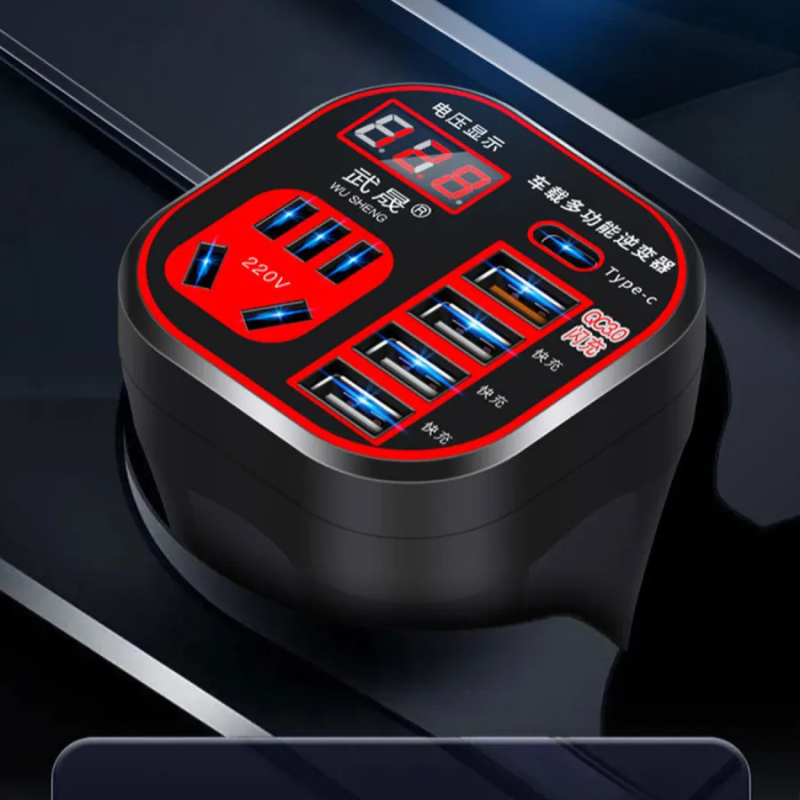 Inversor de Energia Automotivo com Display LED e Carregador Multifuncional de Carro