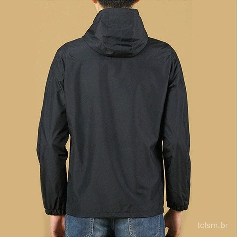 Jaqueta Masculina Outdoor Impermeável e Corta Vento com Capuz