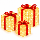 Kit 3 Caixas de Presente Natalinas Iluminadas com LED USB
