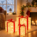 Kit 3 Caixas de Presente Natalinas Iluminadas com LED USB