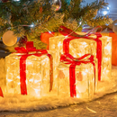 Kit 3 Caixas de Presente Natalinas Iluminadas com LED USB