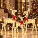 Kit 3 Renas 3D de Natal Iluminadas para Decoração Externa