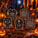 Kit 5 Lápides Decorativas de Halloween para Jardim e Festas
