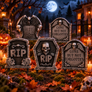 Kit 5 Lápides Decorativas de Halloween para Jardim e Festas