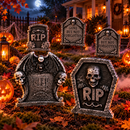 Kit 5 Lápides Decorativas de Halloween para Jardim e Festas