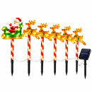 Kit 5 Luminárias Solares de Natal com Papai Noel e Renas