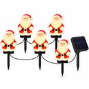 Kit 5 Luzes Solares de Natal Papai Noel para Jardim