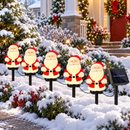 Kit 5 Luzes Solares de Natal Papai Noel para Jardim