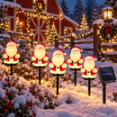 Kit 5 Luzes Solares de Natal Papai Noel para Jardim