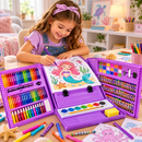 Kit de Desenho e Pintura Infantil 208 Peças com Maleta