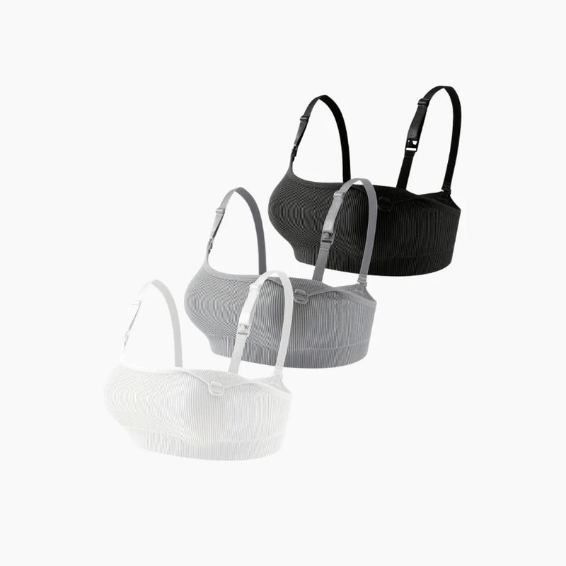 Kit com 3 Sutiãs de Amamentação sem Bojo Canelados com Nervuras Macias