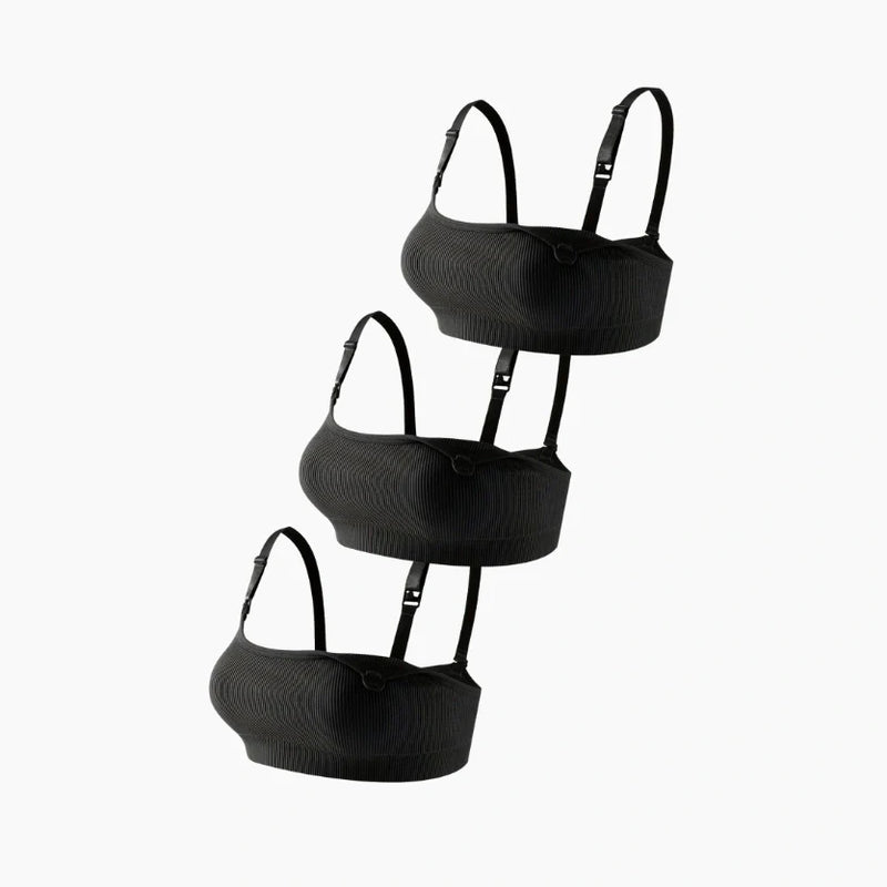 Kit com 3 Sutiãs de Amamentação sem Bojo Canelados com Nervuras Macias