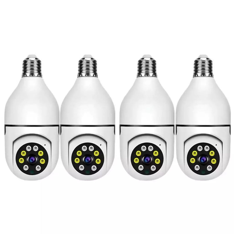 Kit de Câmeras Wi-Fi IP Sem Fio 360° com Encaixe de Lâmpada com Visão Noturna