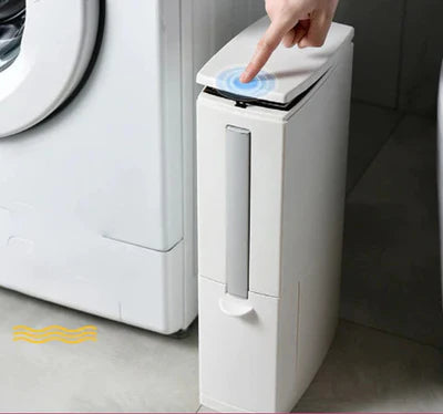 Lixeira Slim Click para Banheiro com Escova para Vaso Sanitário Integrada