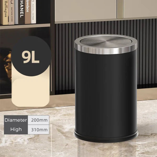 Lixeira para Banheiro em Aço Inoxidável Redonda com Tampa Basculante