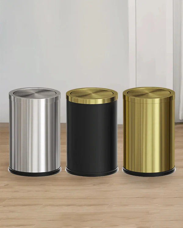 Lixeira para Banheiro em Aço Inoxidável Redonda com Tampa Basculante