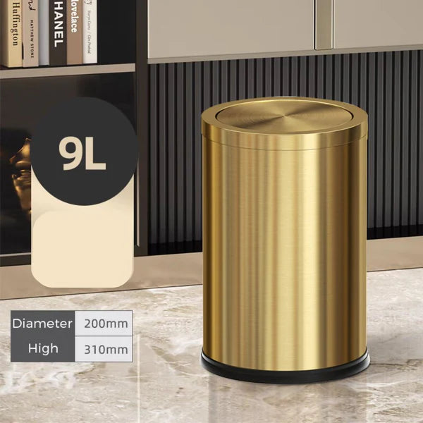 Lixeira para Banheiro em Aço Inoxidável Redonda com Tampa Basculante