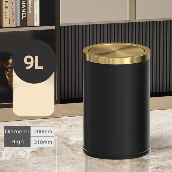 Lixeira para Banheiro em Aço Inoxidável Redonda com Tampa Basculante