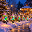 Luminária Solar LED Pinheiro de Natal Colorido para Jardim